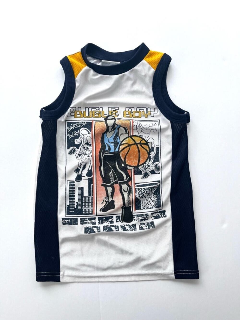 Vintage 2000s Boys' Basketball Graphic Tank Top Bugle Boy Size 5/6 City Scene